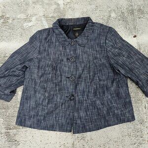 Lane Bryant Women Jacket Coat Plus Size Blazer Gray Cotton Blend Size 24 Plus